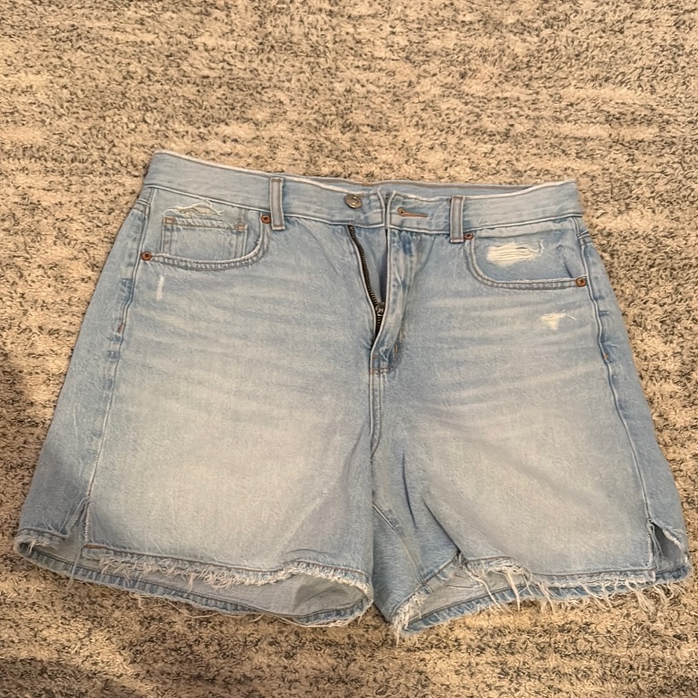 American Eagle Outfitters Blue Jean Shorts Distressed High-Waisted